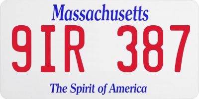 MA license plate 9IR387