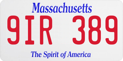 MA license plate 9IR389
