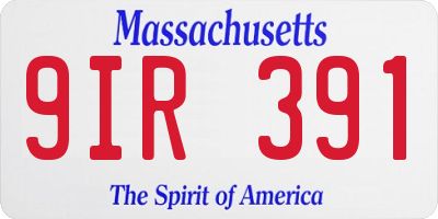 MA license plate 9IR391