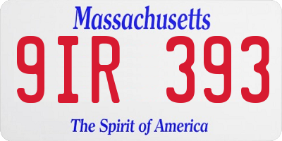 MA license plate 9IR393