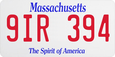 MA license plate 9IR394