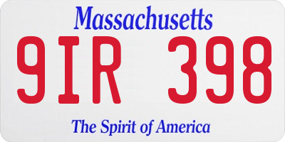 MA license plate 9IR398