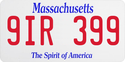 MA license plate 9IR399