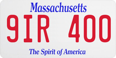 MA license plate 9IR400