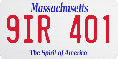 MA license plate 9IR401