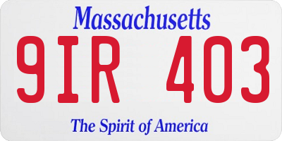 MA license plate 9IR403