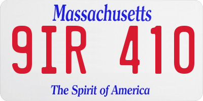 MA license plate 9IR410