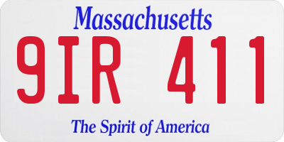 MA license plate 9IR411