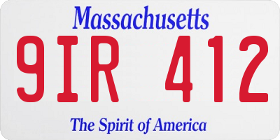 MA license plate 9IR412