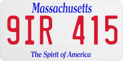 MA license plate 9IR415