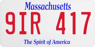MA license plate 9IR417