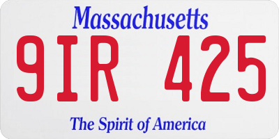 MA license plate 9IR425