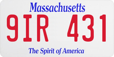 MA license plate 9IR431