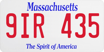MA license plate 9IR435