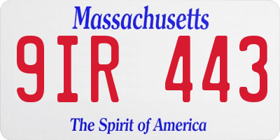 MA license plate 9IR443