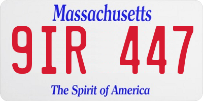 MA license plate 9IR447
