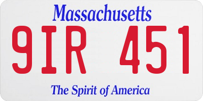 MA license plate 9IR451
