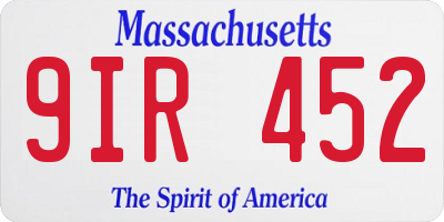 MA license plate 9IR452