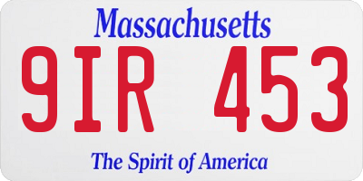 MA license plate 9IR453