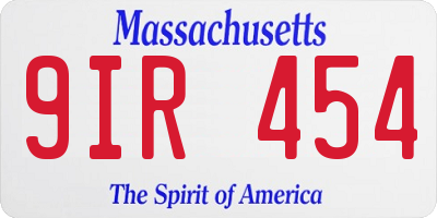 MA license plate 9IR454