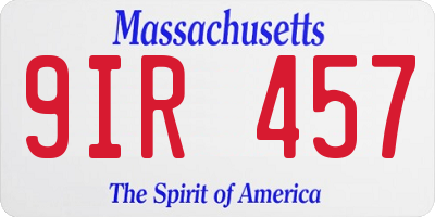 MA license plate 9IR457