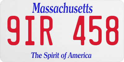 MA license plate 9IR458