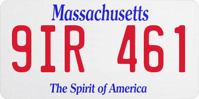 MA license plate 9IR461