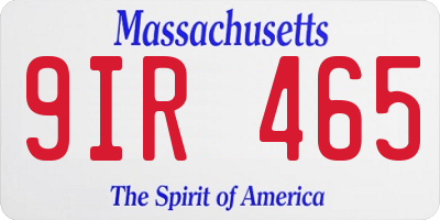 MA license plate 9IR465