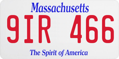MA license plate 9IR466