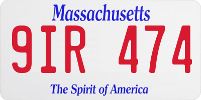 MA license plate 9IR474
