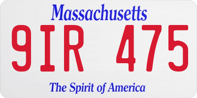 MA license plate 9IR475
