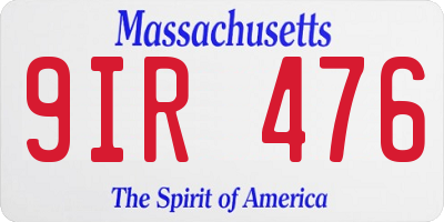 MA license plate 9IR476