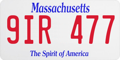 MA license plate 9IR477