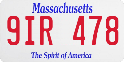 MA license plate 9IR478
