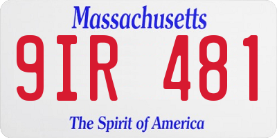 MA license plate 9IR481