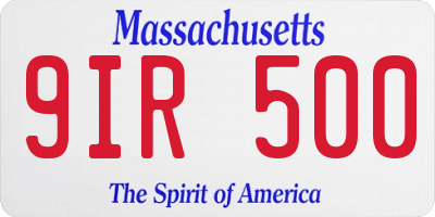 MA license plate 9IR500