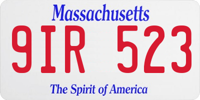 MA license plate 9IR523