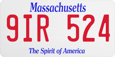 MA license plate 9IR524