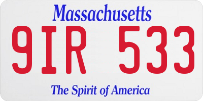 MA license plate 9IR533