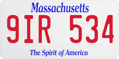 MA license plate 9IR534