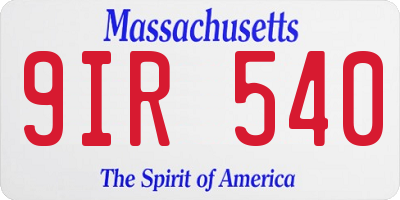 MA license plate 9IR540
