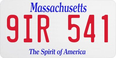MA license plate 9IR541