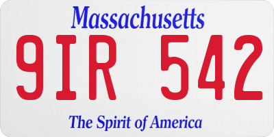 MA license plate 9IR542