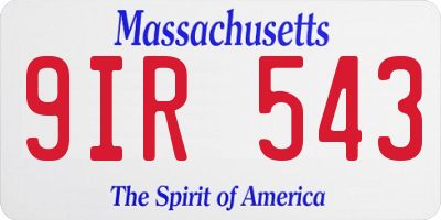MA license plate 9IR543
