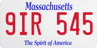MA license plate 9IR545