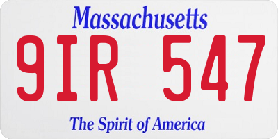 MA license plate 9IR547