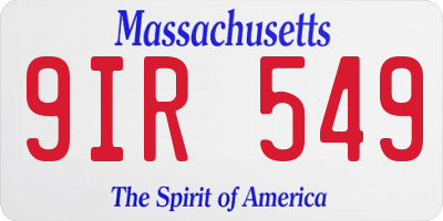 MA license plate 9IR549