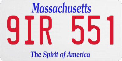 MA license plate 9IR551
