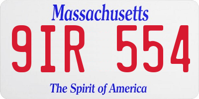 MA license plate 9IR554