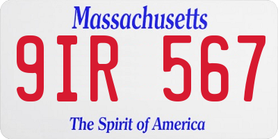MA license plate 9IR567